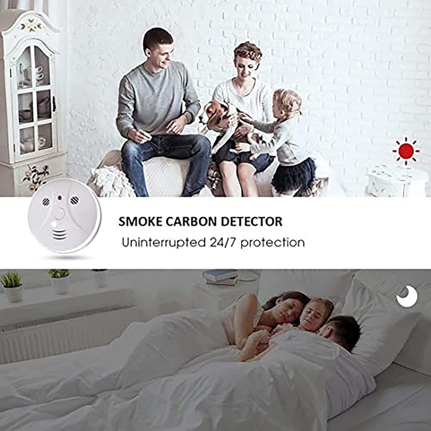 4 Pack Smoke Carbon Monoxide Detector Battery Operated Portable Fire Alarm Home Kitchen