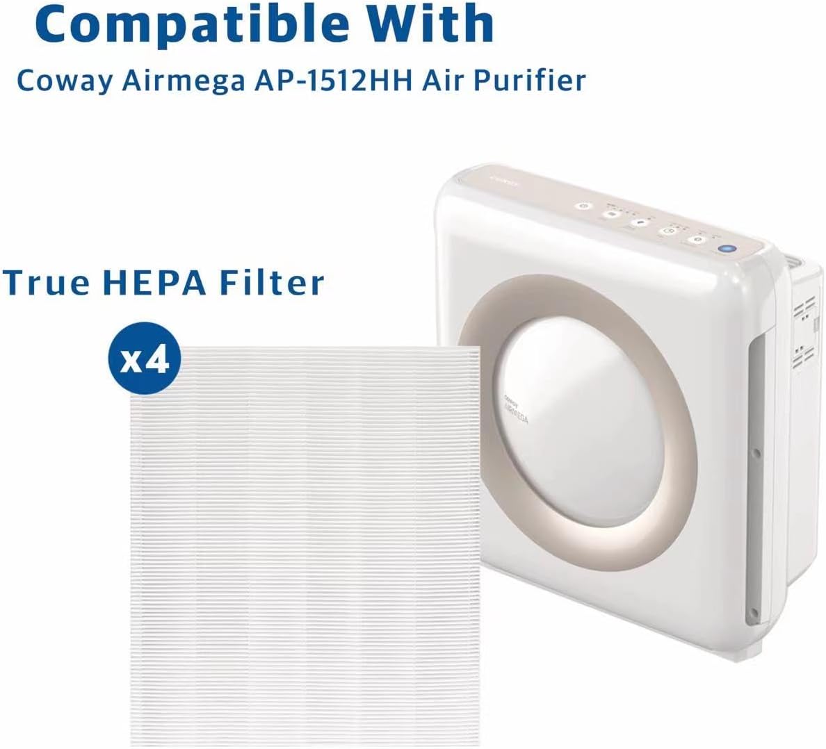 Airmega AP1512HH Replacement Filter Compatible with Coway Air Purifier 4 Hepa Filters