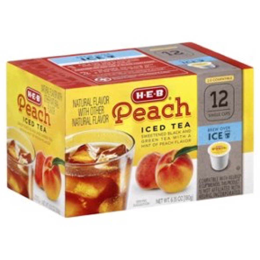 HEB Peach Iced Tea 12 Single Cups Compatible with Keurig K-cup Brewers - Set of 2, 1 Count (Pack of 2), 2.0 Count