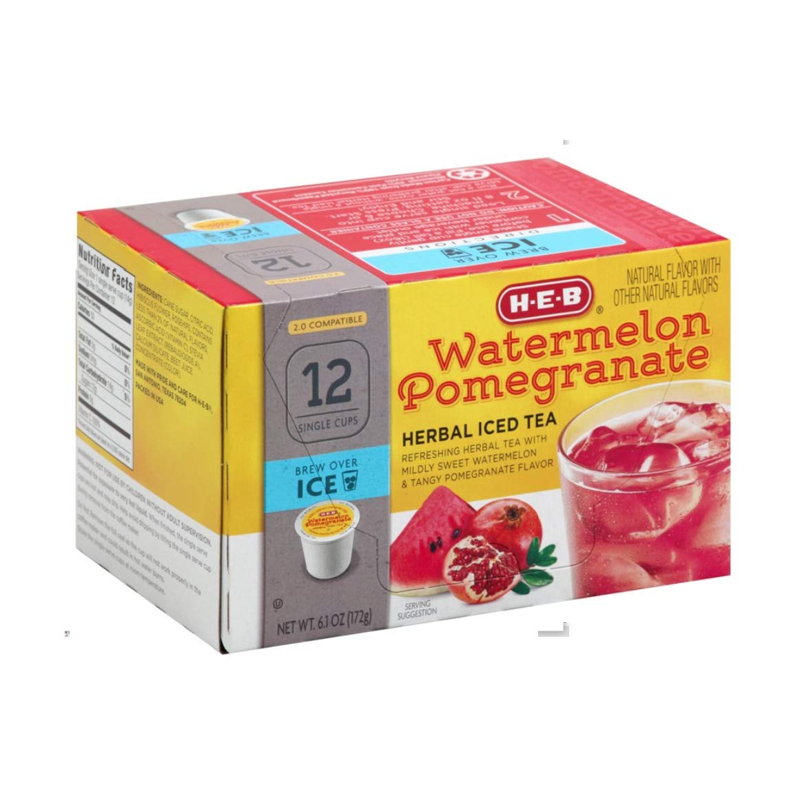 HEB Watermelon Pomegranate Lemonade Iced Tea Single Serve Cups (12 ct)