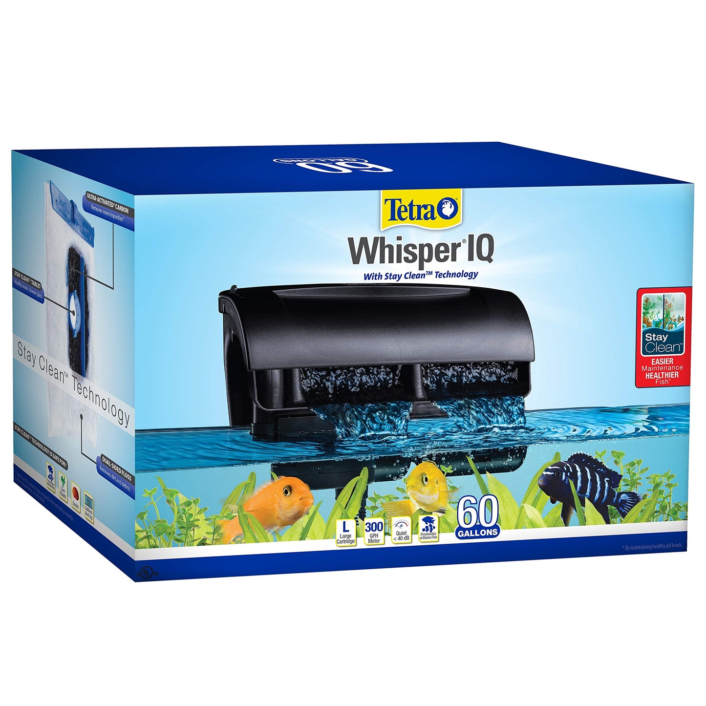 Tetra Whisper IQ Power Filter 60 Gallons 300 GPH Stay Clean Technology