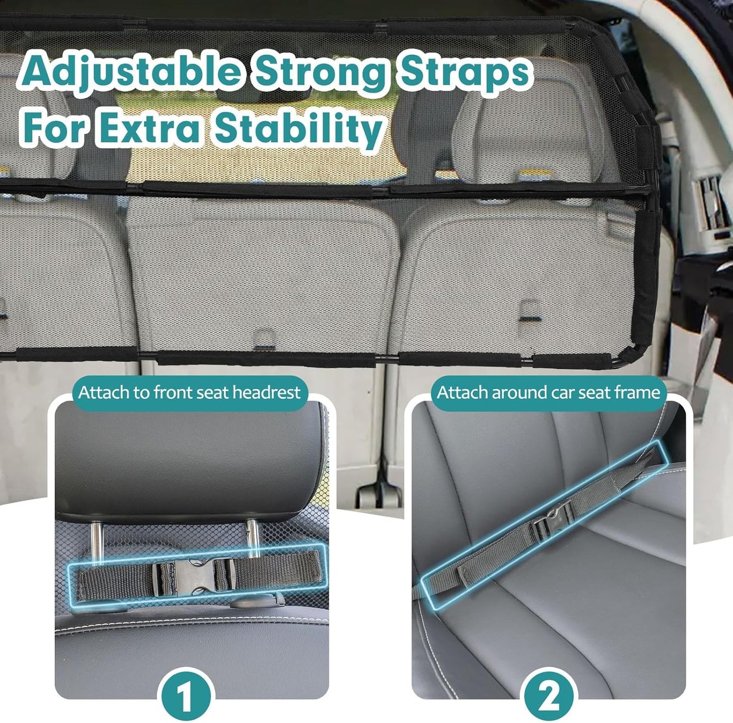 Dog Car Barrier Escape Proof 46 Inch Wide Divider for SUV Cargo Area Mesh Gate