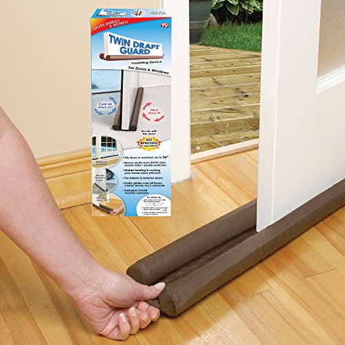 Original Twin Draft Guard, Single, Year-Round Insulator Door Seal Strip, Trademarked and Patented Under-Door Draft Stopper for Bottom of Door, 36-Inch Dust, Wind, and Noise Insulator, Brown