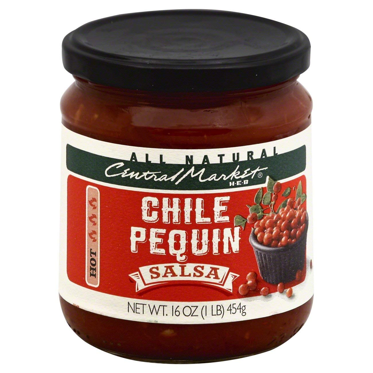 Central Market HEB All Natural Salsa 2 Pack -16 Oz (16 oz 2 Pack, Chile Pequin Salsa)