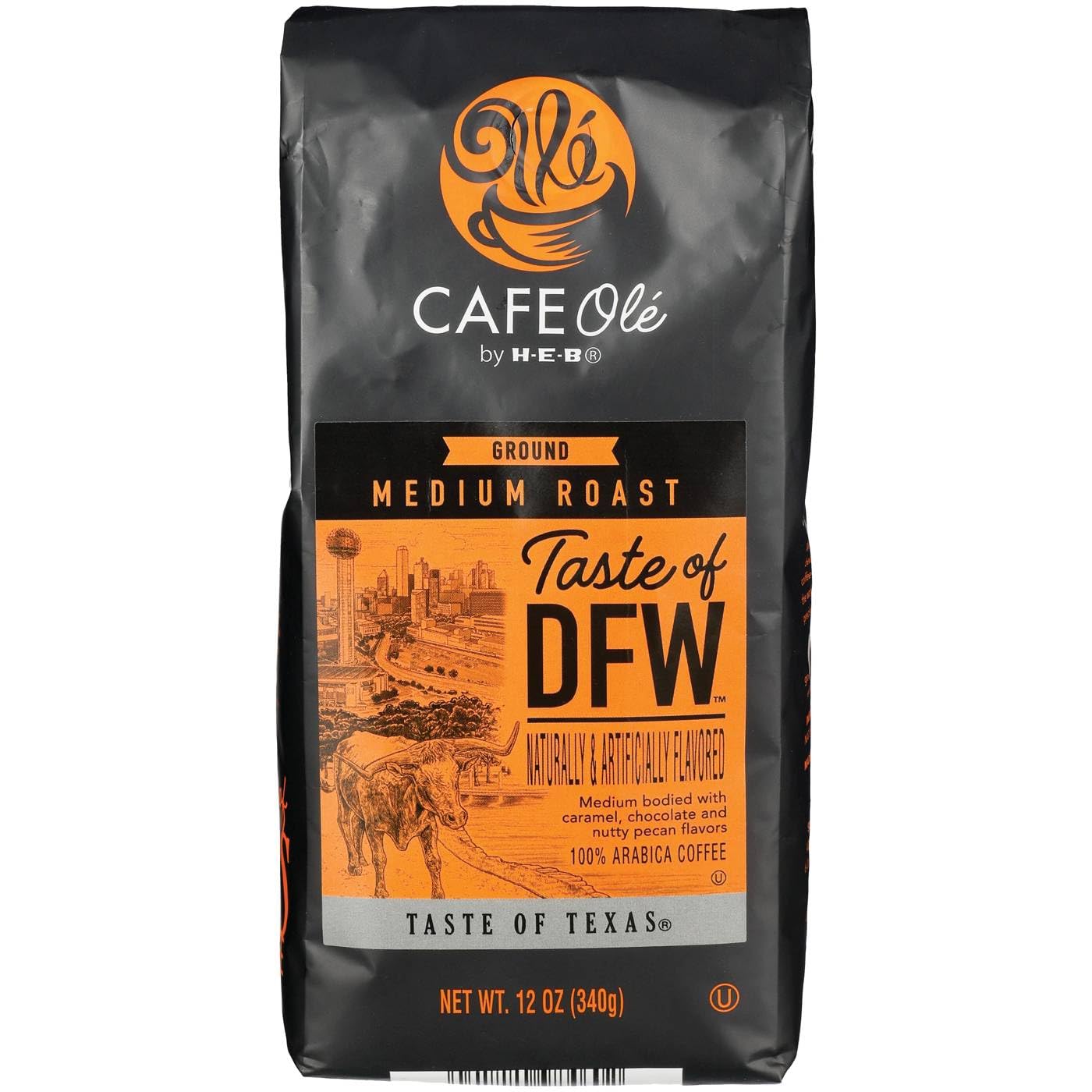 HEB CAFE Ole Medium Roast Ground Coffee, 12 oz, DFW Flavor, (Pack of 3)