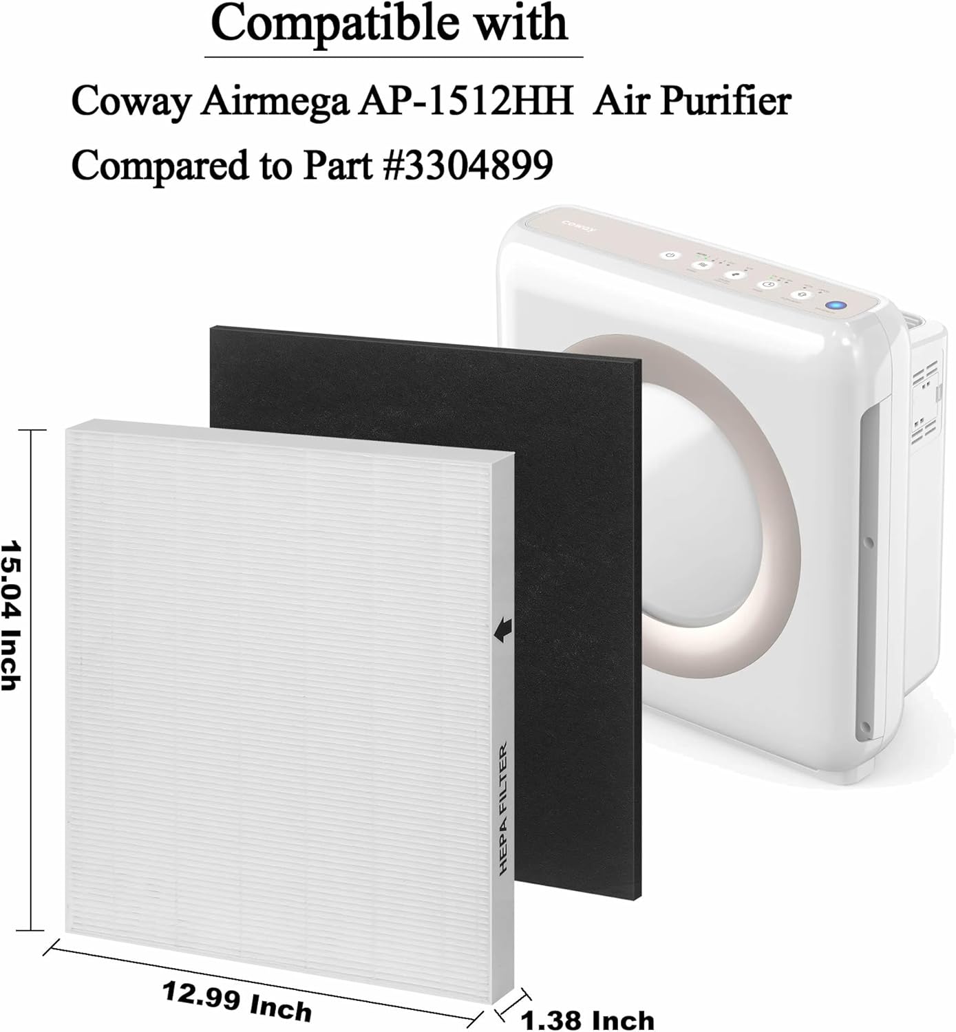 Airmega AP1512HH Replacement Filter Compatible with Coway Air Purifier 4 Hepa Filters