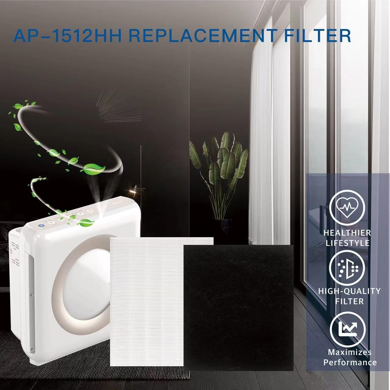 Airmega AP1512HH Replacement Filter Compatible with Coway Air Purifier 4 Hepa Filters