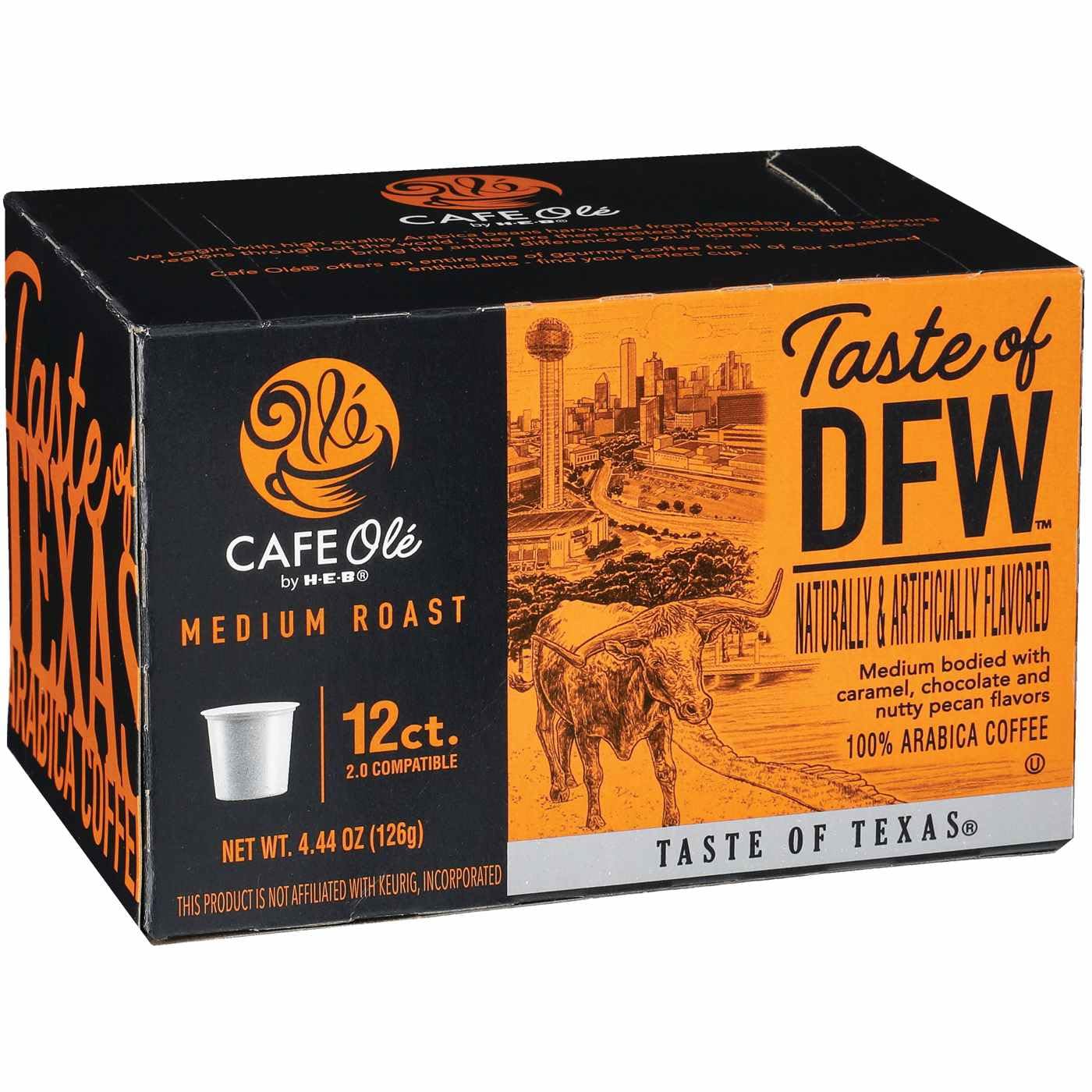 CAFE Ole by HEB Medium Roast Coffee Pods, 12 ct for Drip Coffee Makers, Taste of DFW, Coffee Singles, 100% Arabica, (Pack of 2)
