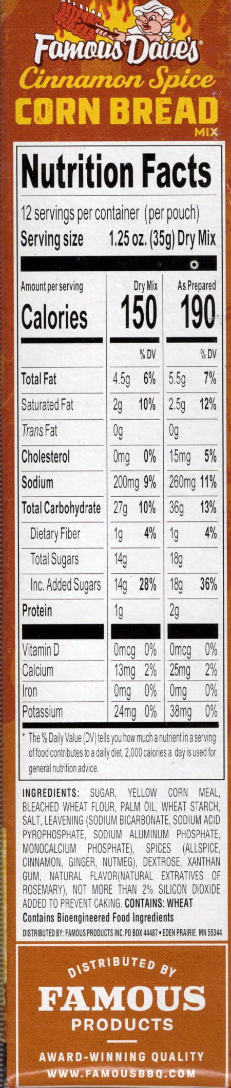 Famous Dave's Cinnamon Spice Corn Bread Mix 15 Ounce (2 Pack)