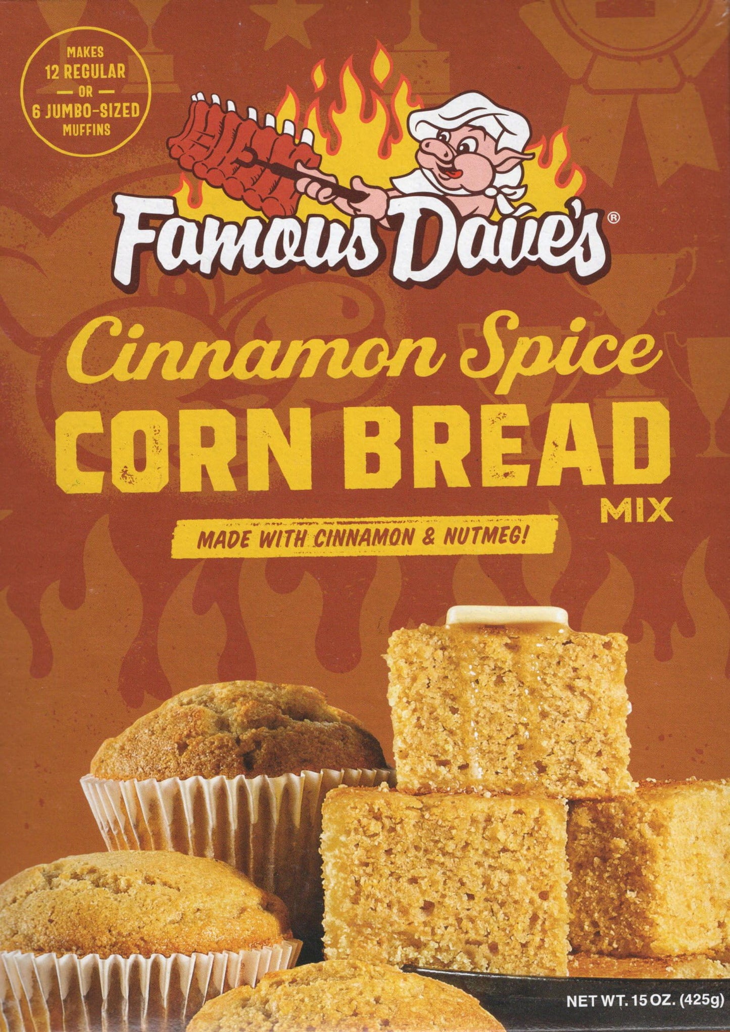 Famous Dave's Cinnamon Spice Corn Bread Mix 15 Ounce (2 Pack)