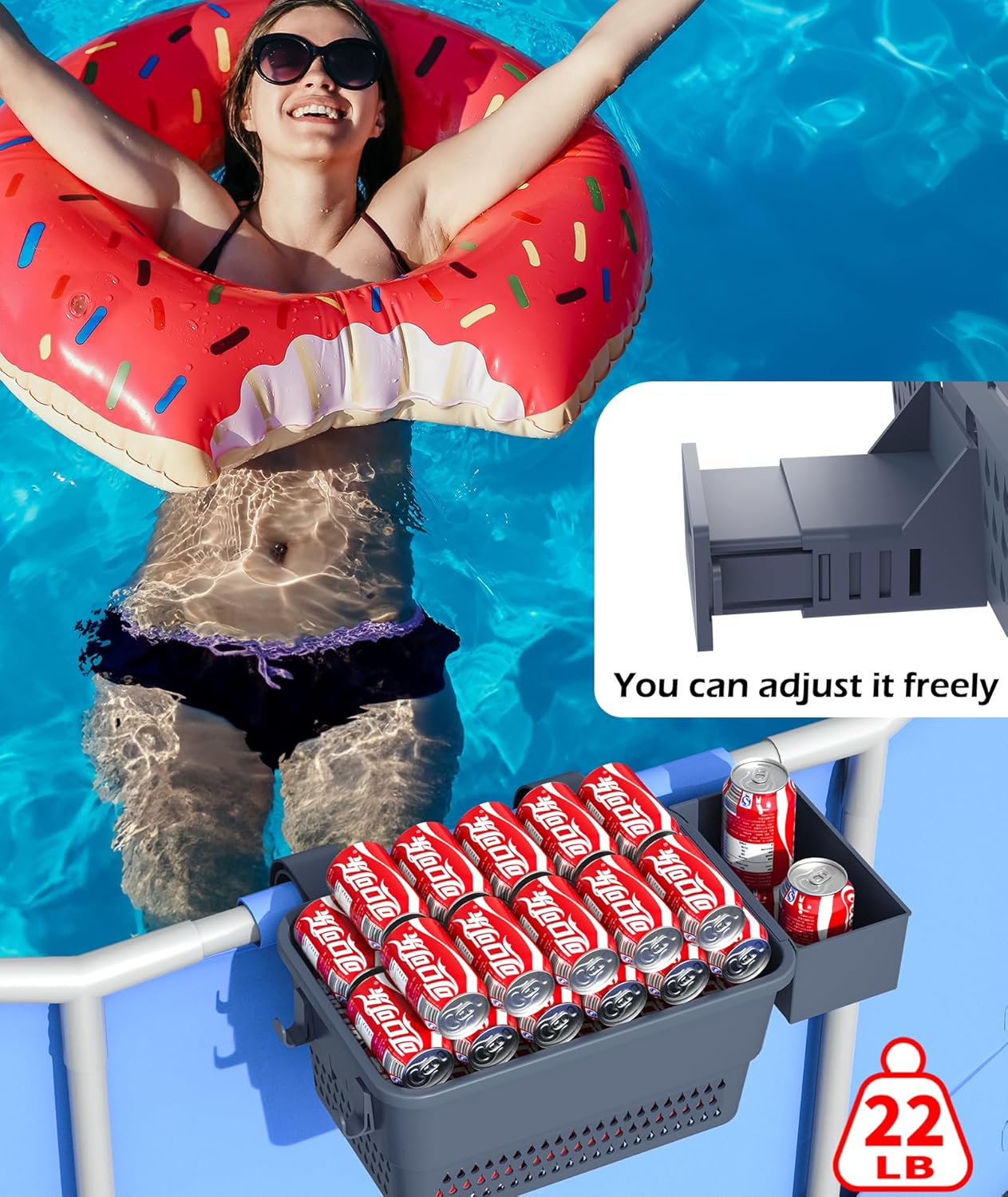 SplashBin: 2-Set Grey Poolside Basket & Cup Holder