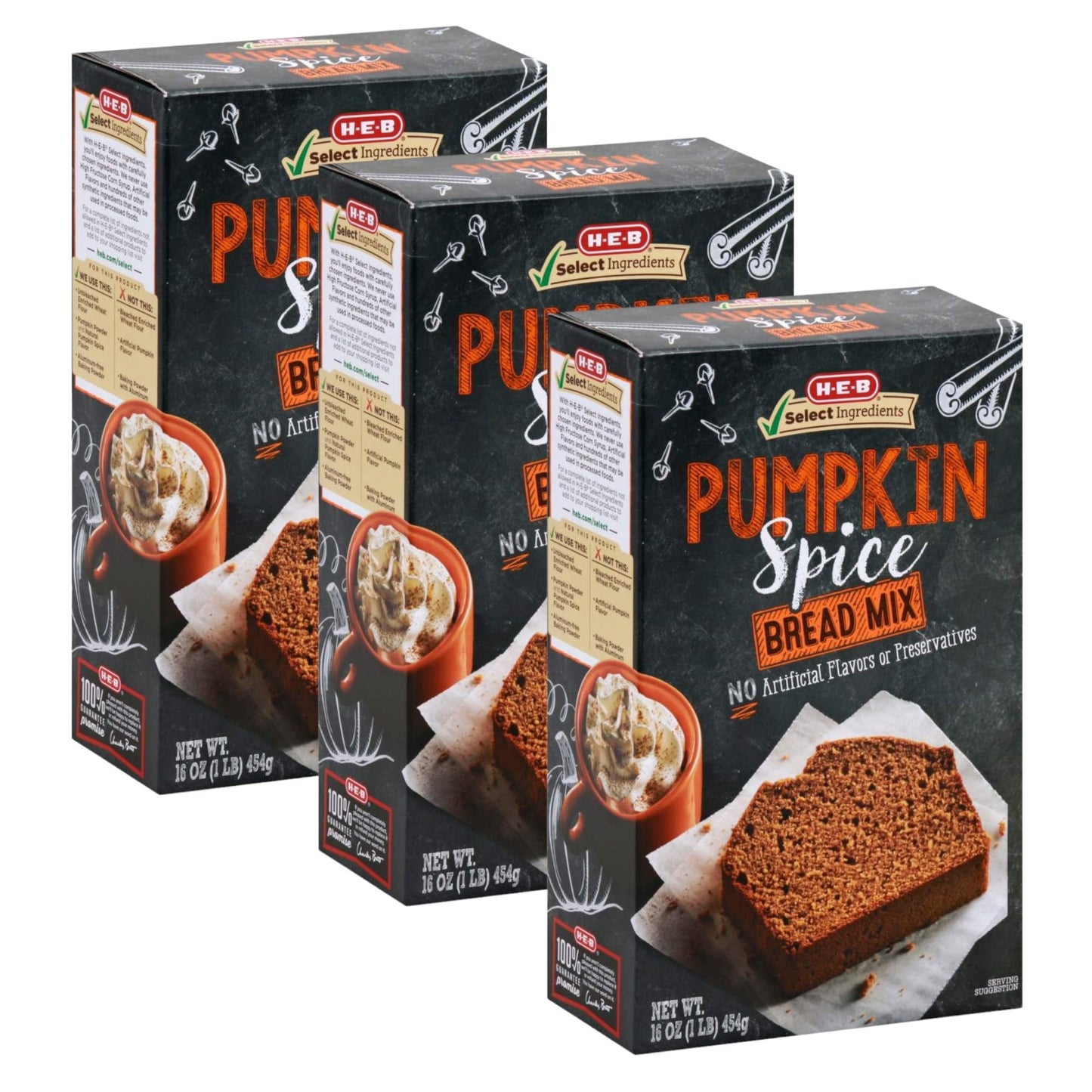 H-E-B Pumpkin Spice Bread Baking Mix - Quick & Easy Fall Treat, No Artificial Flavors or Preservatives (Pack of 3)