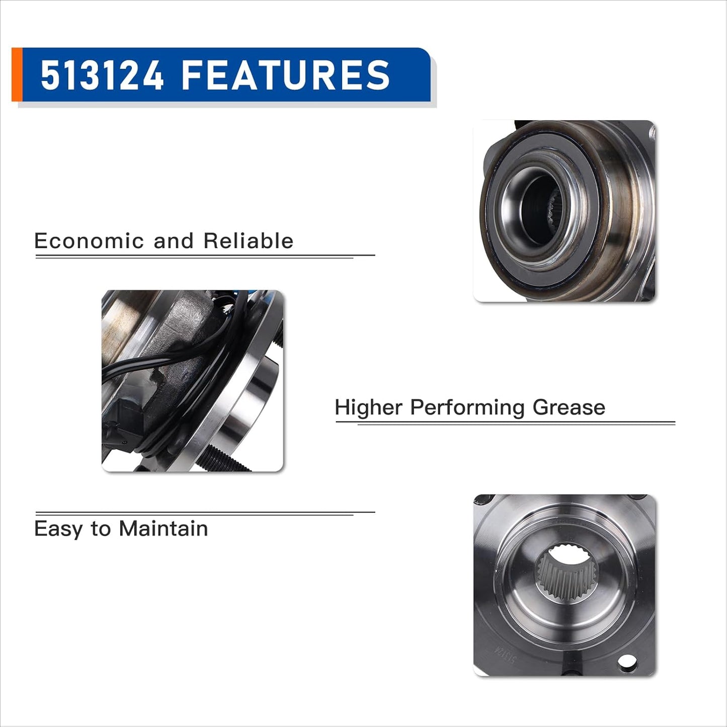 513124 Front Wheel Hub Bearing Assembly 4WD for Chevy Blazer S10 GMC Jimmy Sonoma