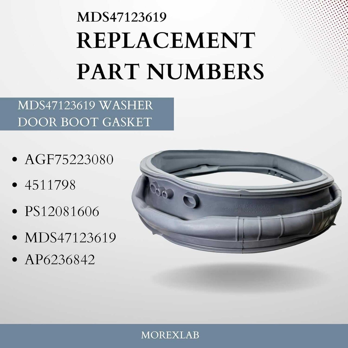 MDS47123619 Washer Door Boot Gasket for LG Front Load Washing Machines Grey Seal NA343-004