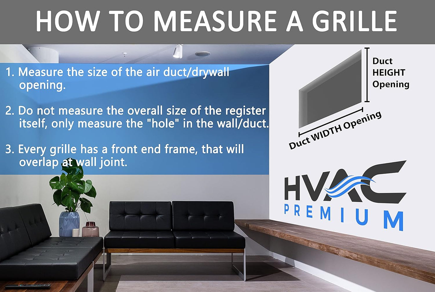 HVAC Premium 12in X 8in Adjustable Air Supply Diffuser Black Grille Register