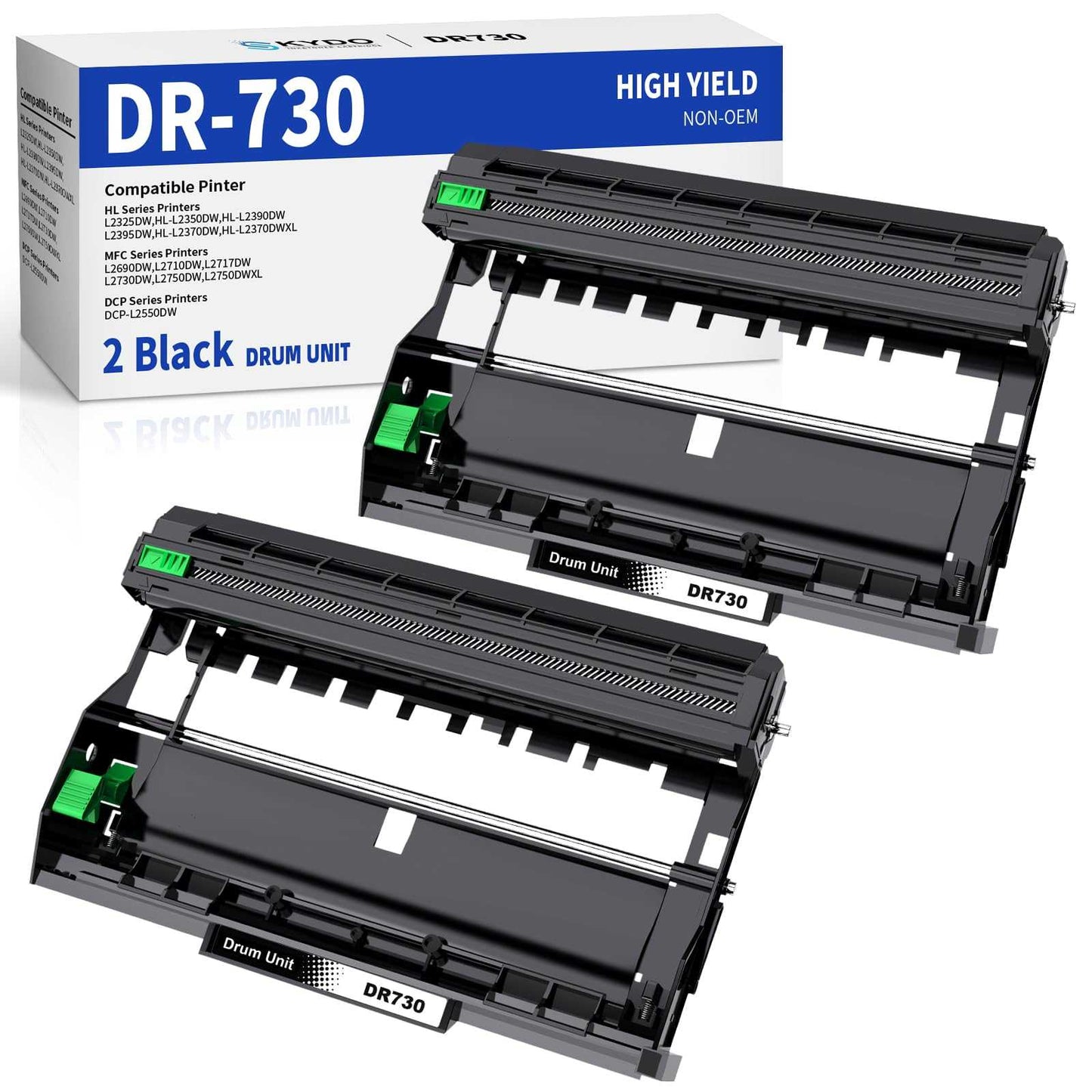 Skydo Compatible DR730 Drum Unit Replacement for MFC-L2710DW HL-L2395DW 2 Pack NA203-002