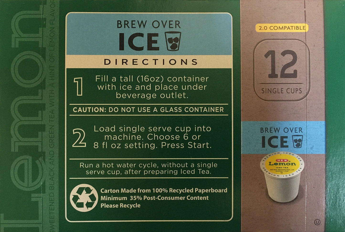 HEB Lemon Iced Tea 12 single cup