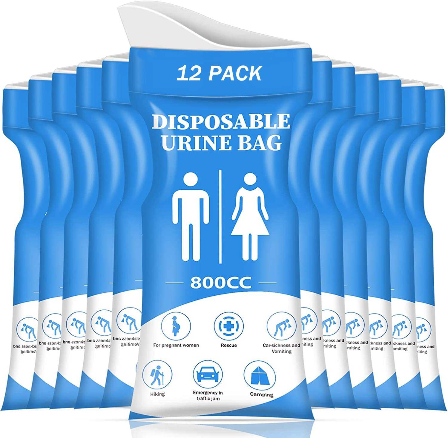 DIBBATU Disposable Urine Bag 12 PCS Portable Urinal Bag for Travel Camping Emergency RB198-002