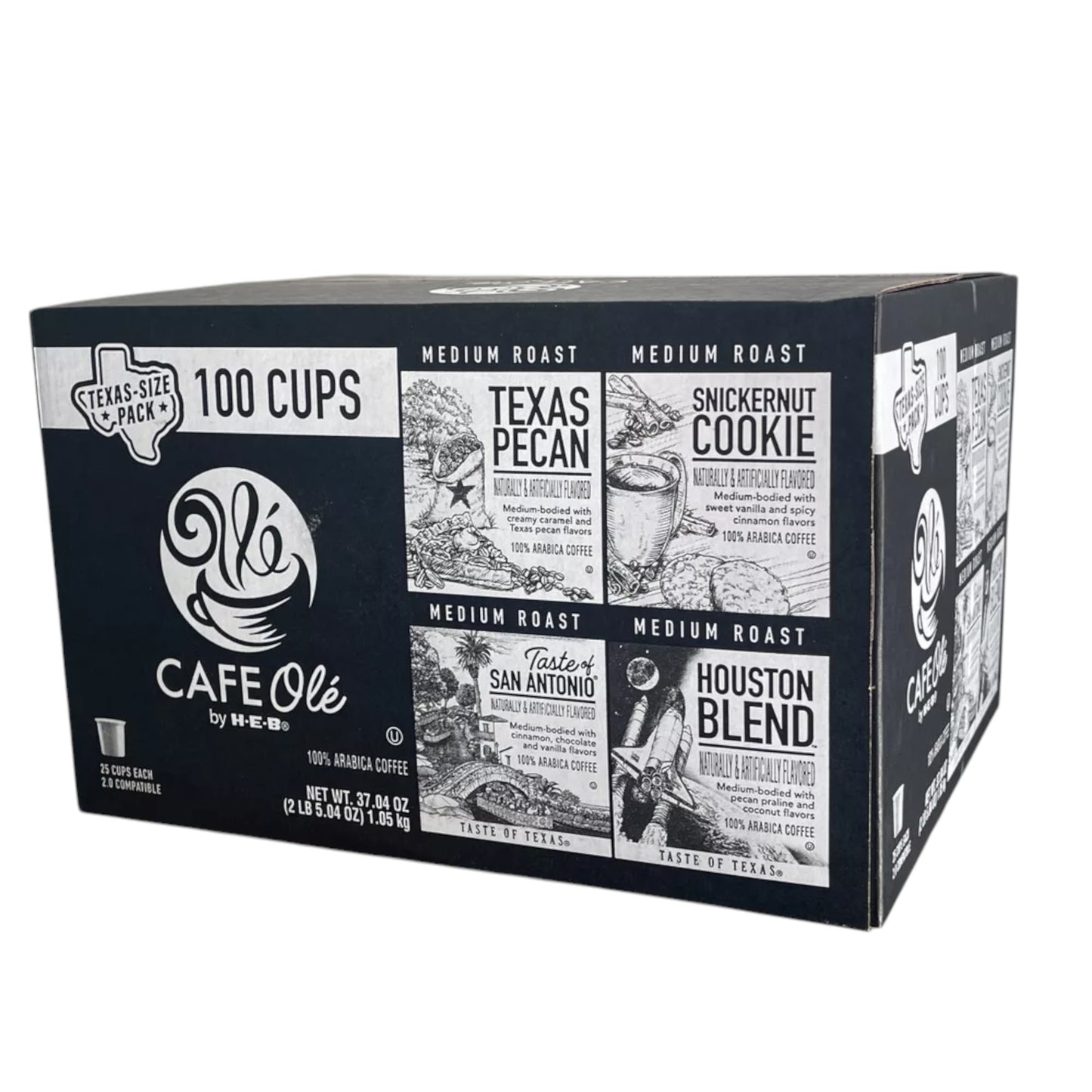 HEB Cafe Ole Texas Pecan Snickernut San Antonio Houston Coffee 100 Cups