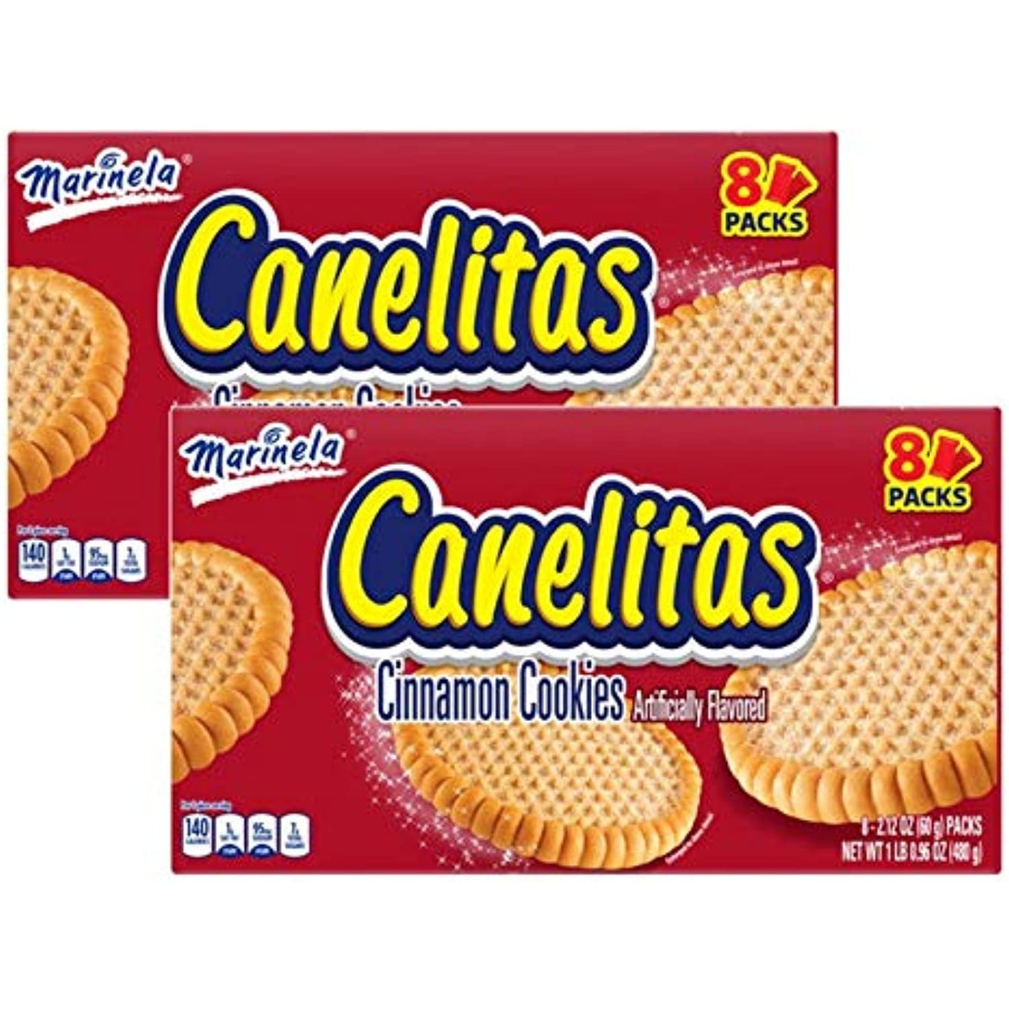 Marinela Canelitas Cinnamon Cookies, 8 Packs, 16.96 oz (Pack of 2)