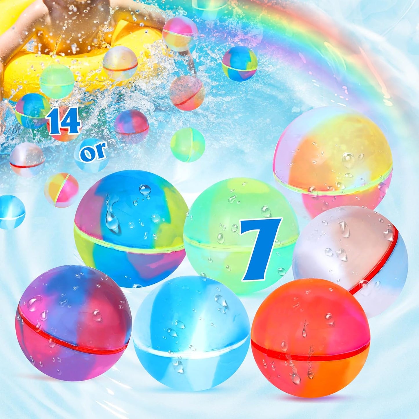 7-Pack Reusable Magnetic Water Balloons - Quick Fill & Seal