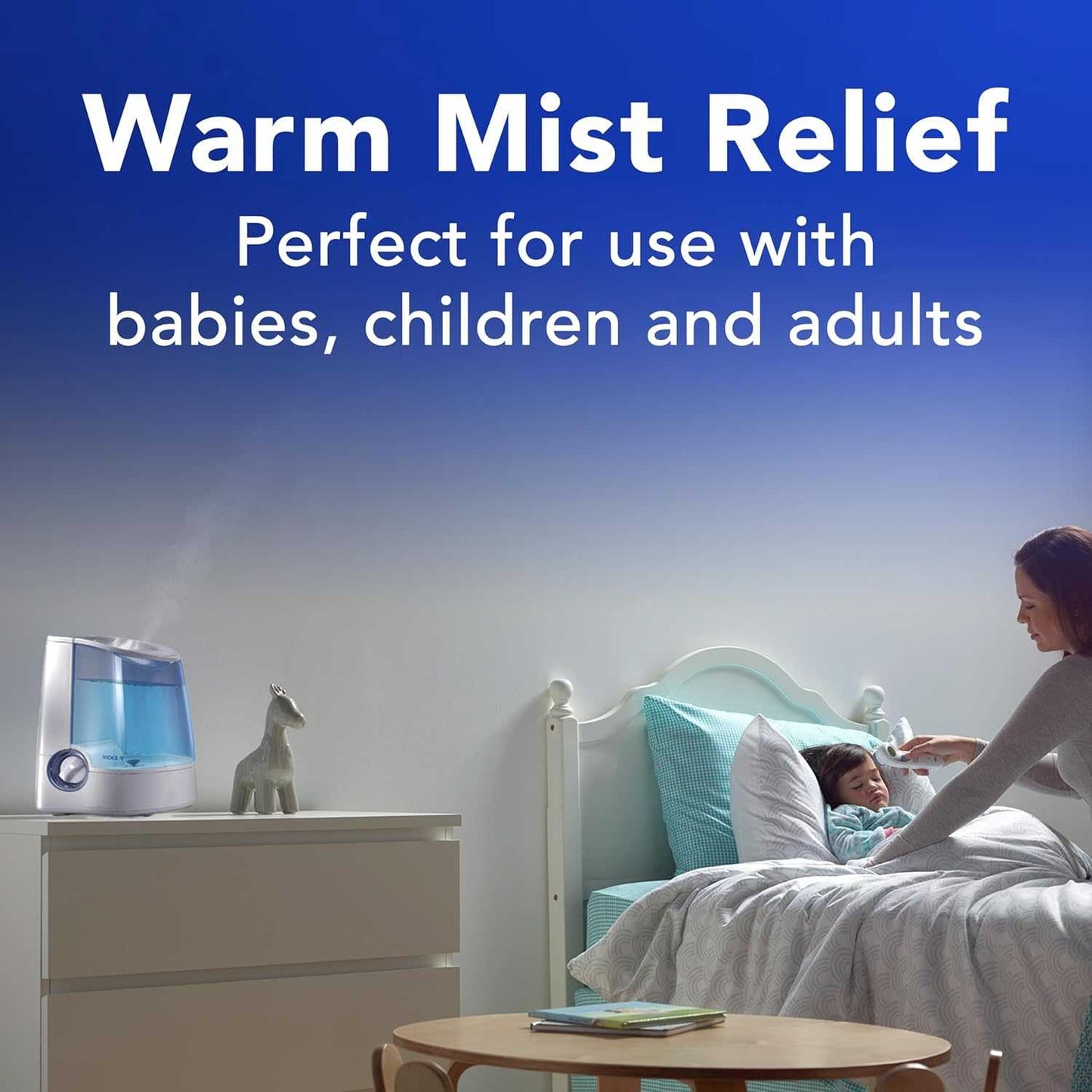 Vicks Warm Mist Humidifier for Bedroom Home Large Room Cough Congestion Allergies NA235-003