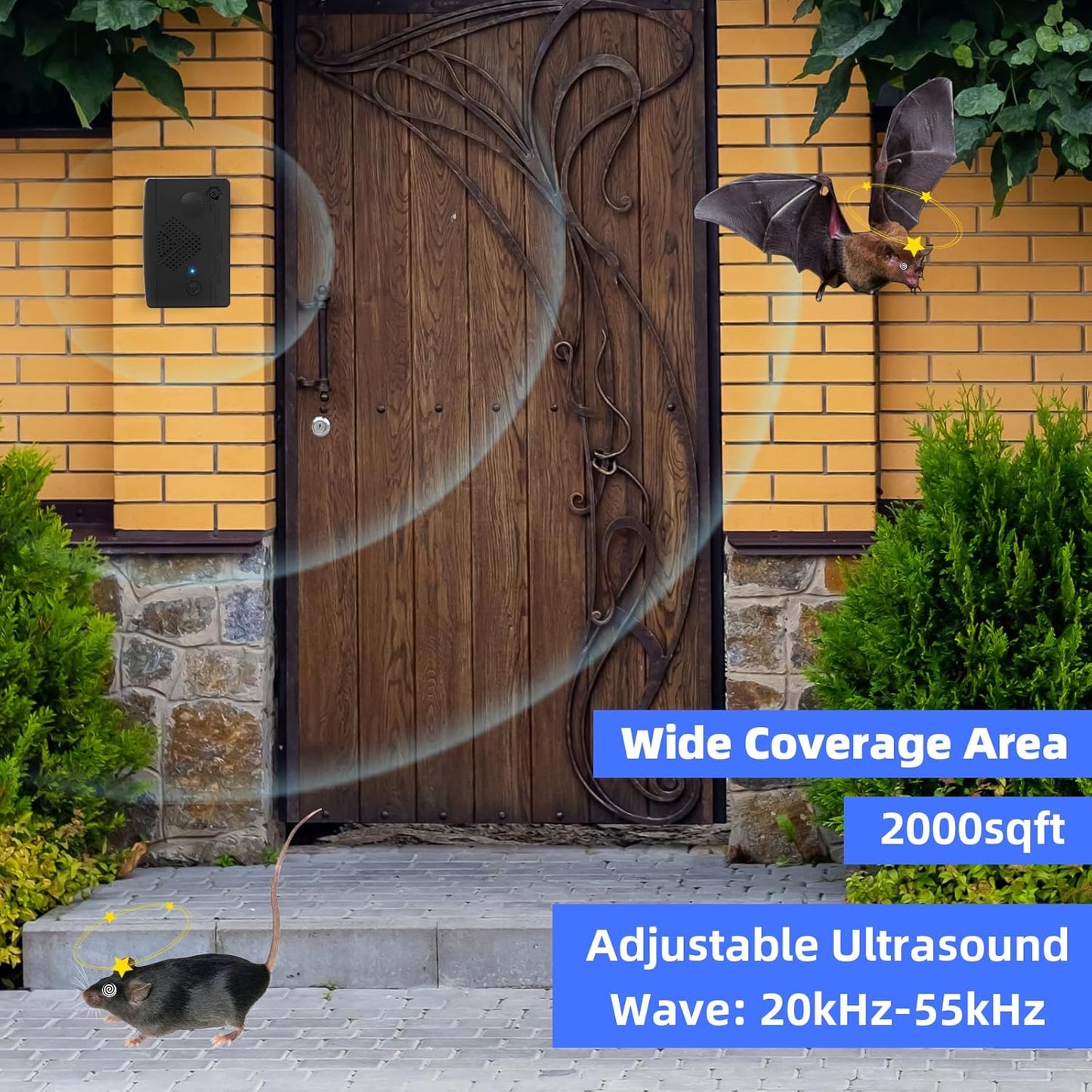2025 2Pack Ultrasonic Bat Repellent Outdoor Attic Bird Deterrent Indoor Rechargeable