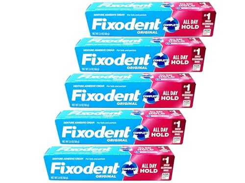 Fixodent Denture Adhesive Cream Original All Day Hold Fulls Partials 2.4 oz 5 Pack NA280-010