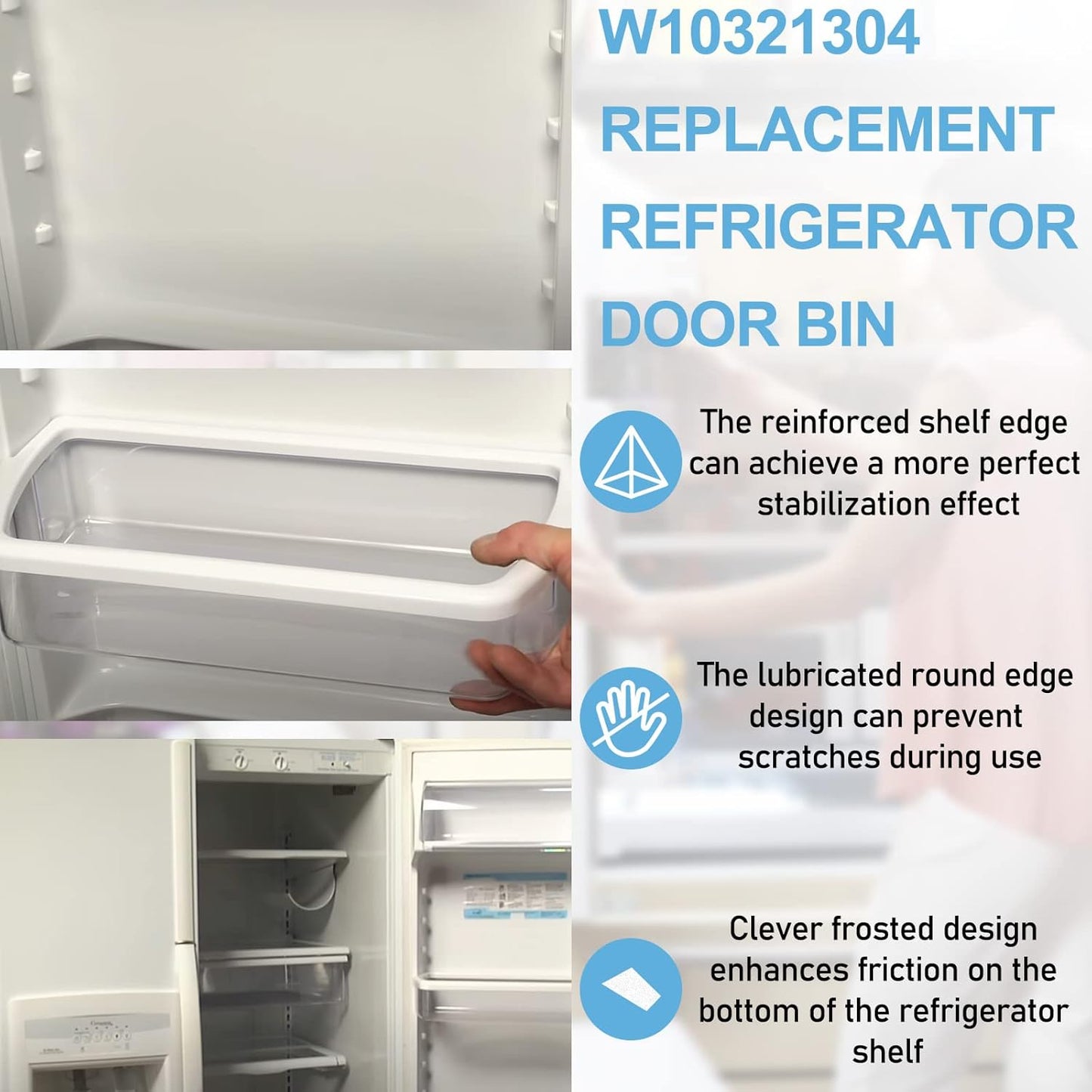 2-Pack for Whirlpool Refrigerator Door Bin Basket Shelf WPW10321304 AP6019471