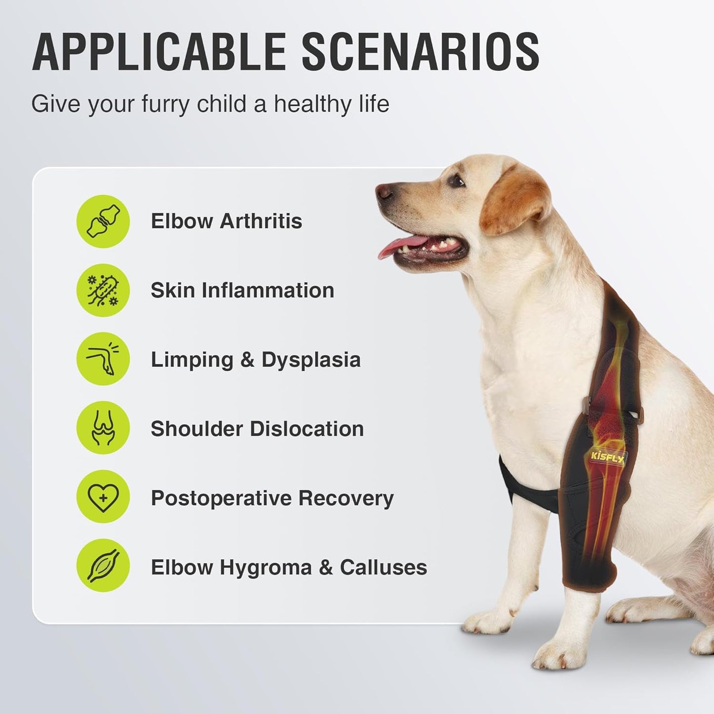 Dog Elbow Pads Size L for Calluses Pressure Sores Shoulder Support Front Leg