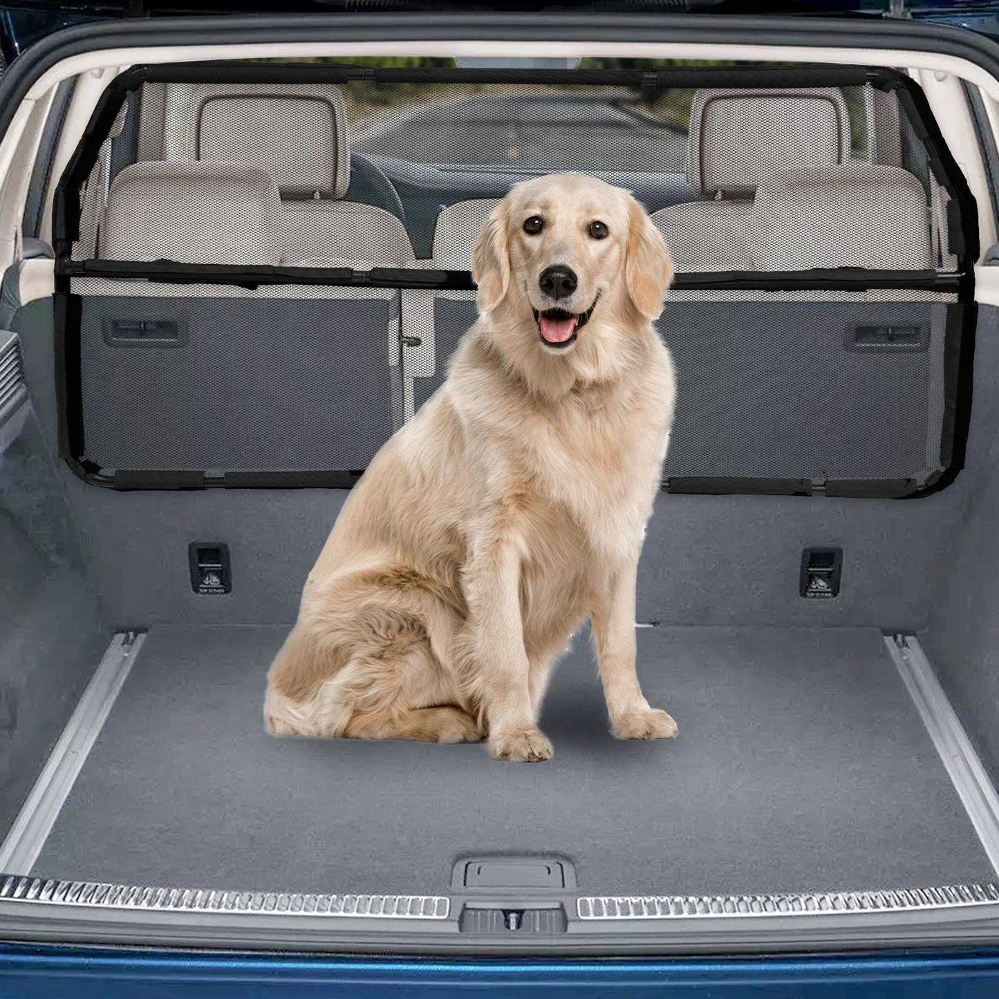 Dog Car Barrier Escape Proof 46 Inch Wide Divider for SUV Cargo Area Mesh Gate NA233-003
