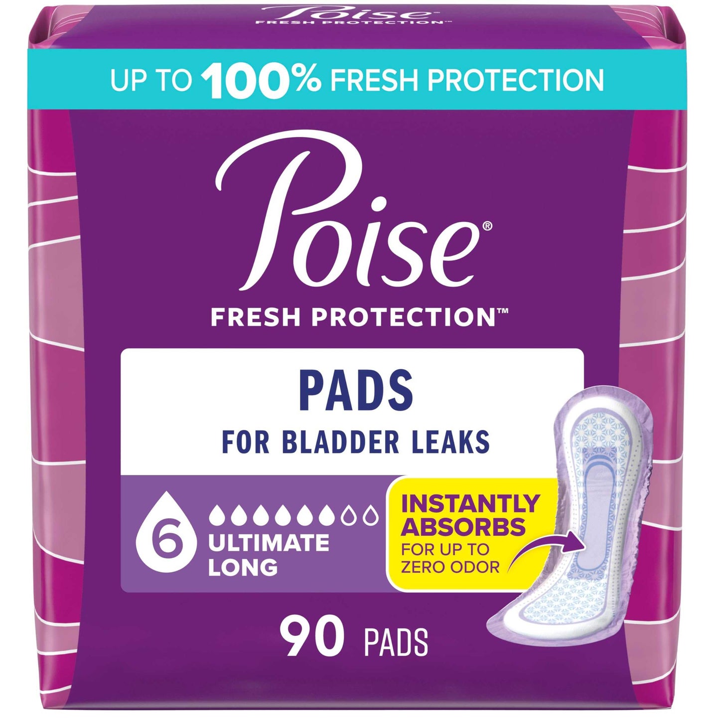Poise Incontinence Pads for Bladder Leaks 6 Drop Ultimate Absorbency 90 Count NA332-022