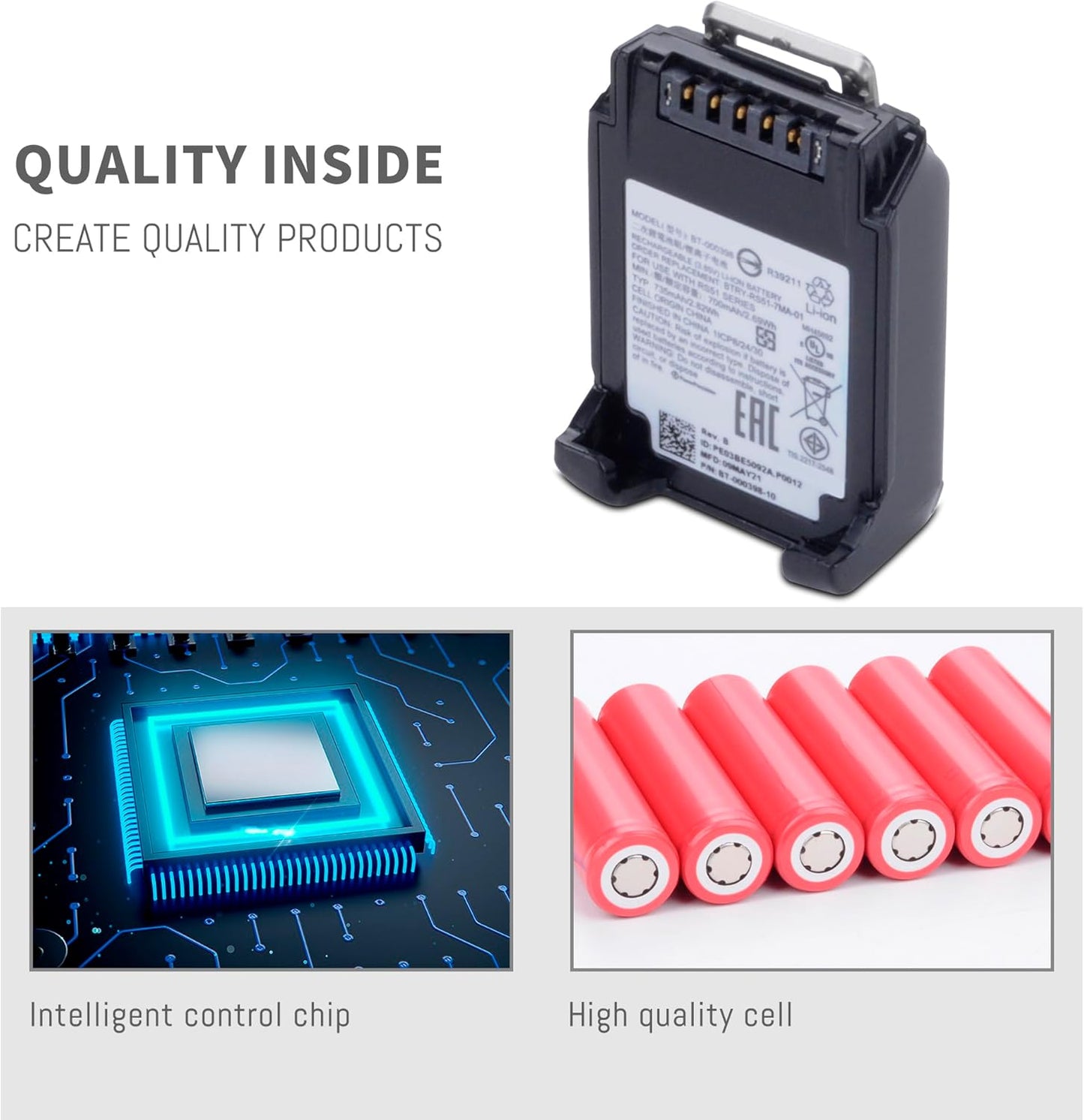 BT000398 Replacement Battery for Zebra RS51 RS5100 2D Bluetooth Ring Scanner 385V 282WH 735MAH
