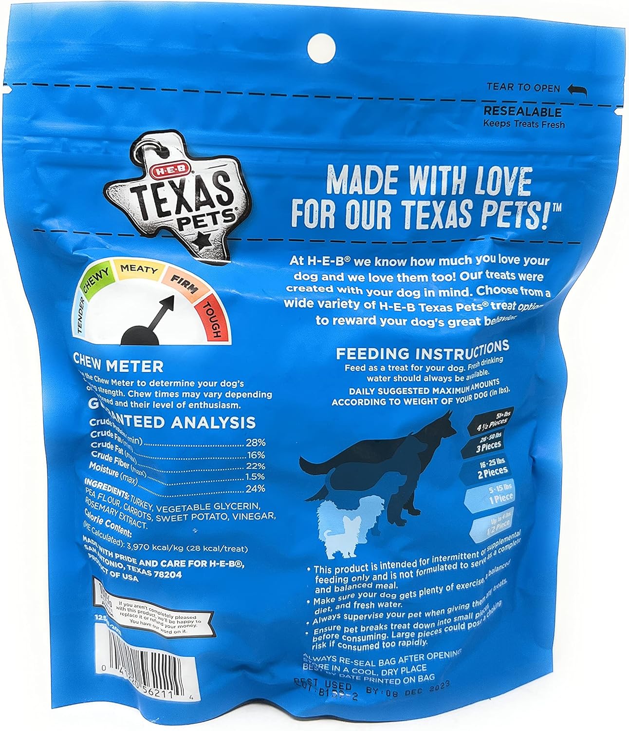 H E B Texas Pets Turkey Meatballs Dog Treats 12oz 1 Bag
