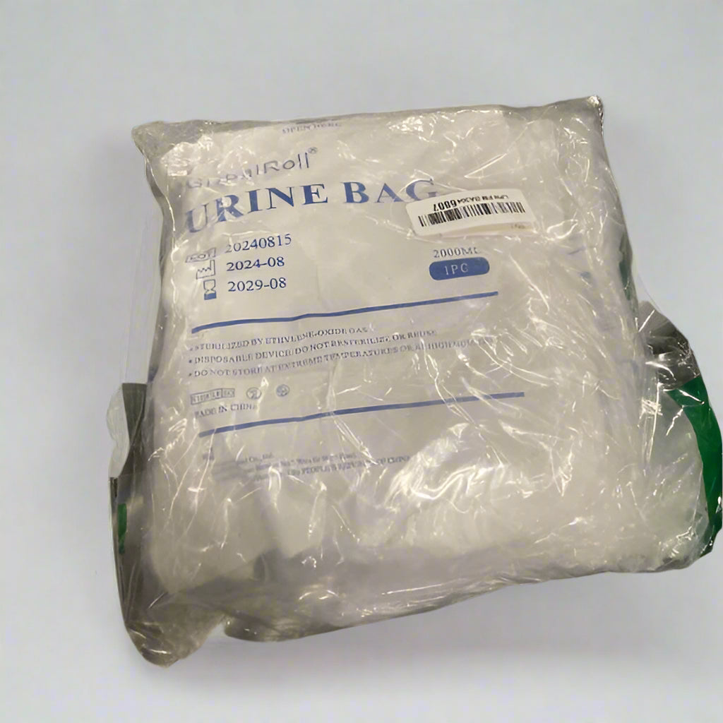 Urinary Drainage Bag Anti-Reflux Chamber 2000mL Volume 48in Tube 5 Pack