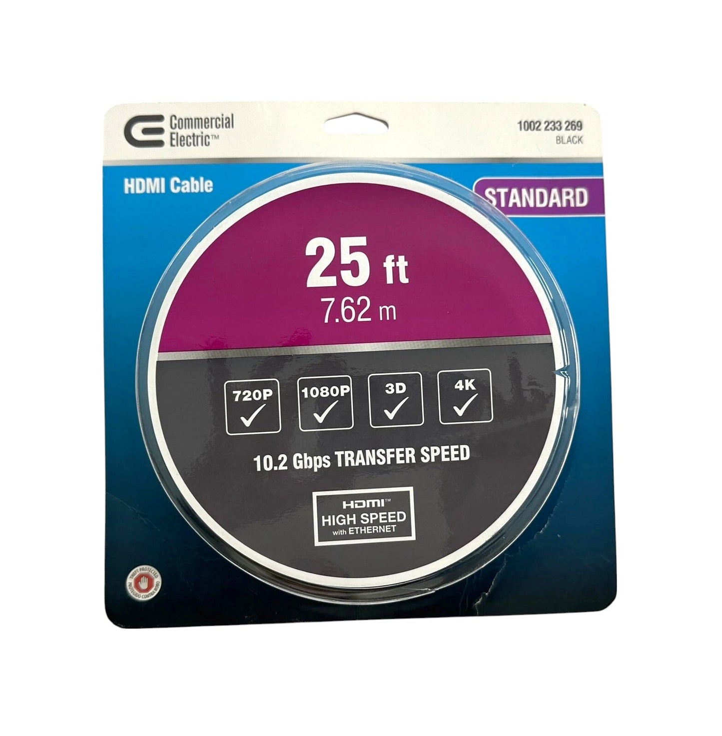 COMMERCIAL ELECTRIC HDMI Cable Standard 25ft. 10.2 Gbps Transfer Speed