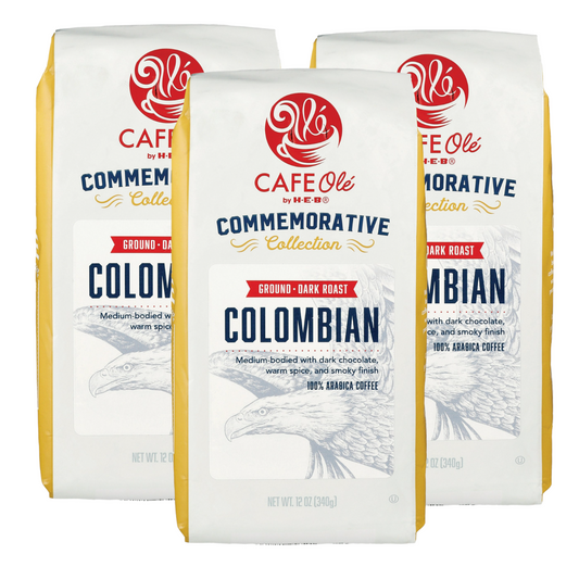 Cafe Ole Commemorative Collection Colombian Dark Roast Ground Coffee by HEB 12oz (3 bags)