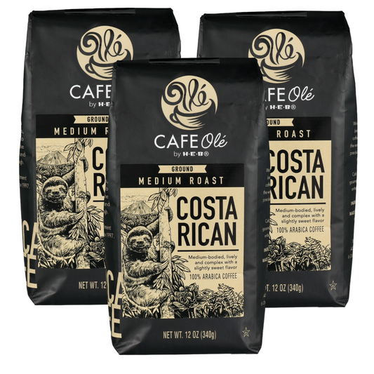 Cafe Ole Costa Rican Ground Medium Roast Coffee by HEB 12oz (3 bags)