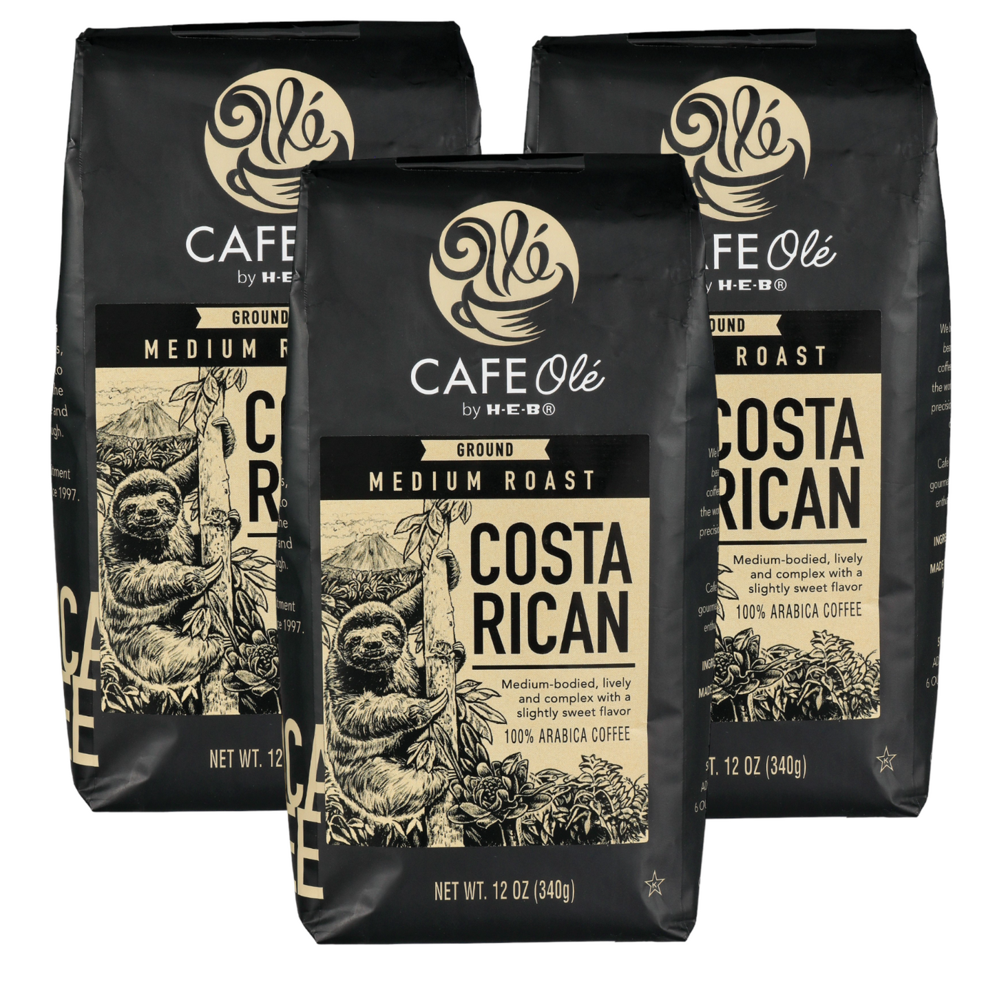 Cafe Ole Costa Rican Ground Medium Roast Coffee by HEB 12oz (3 bags)