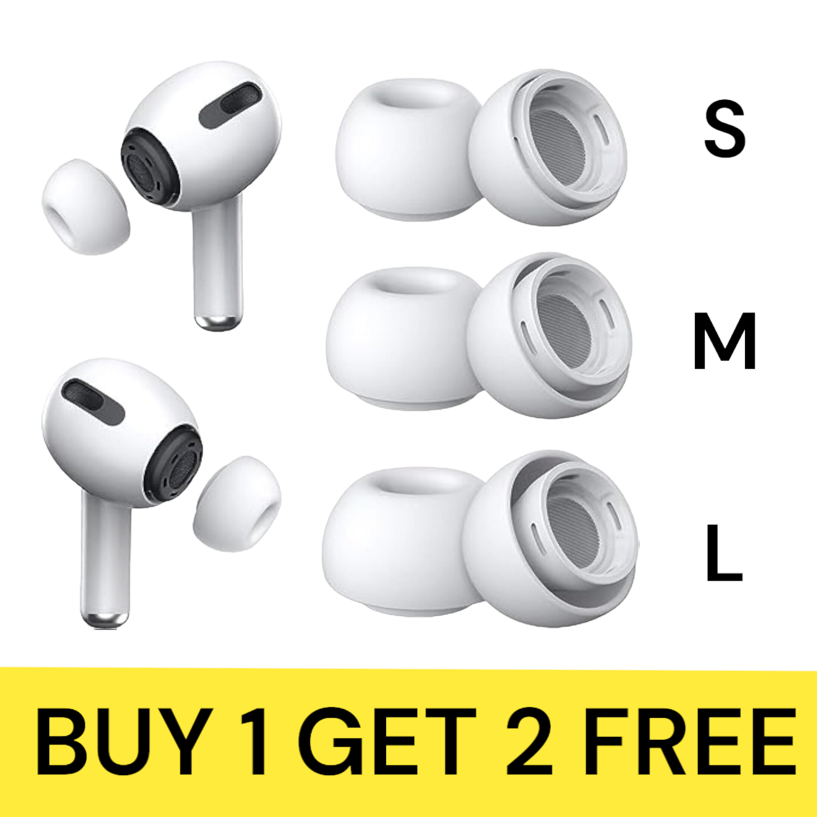 3 Silicone Ear Tips Buds Cover Replacement For Apple AirPods Pro S M L Beads One