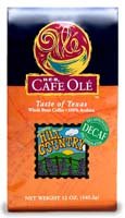 HEB Cafe Ole Decaf Taste of the Hill Country Whole Bean Coffee 12oz Bag (3 bags)