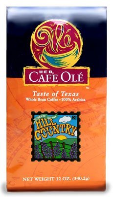 HEB Cafe Ole Taste of Texas Whole Bean Coffee 12oz Bag (Pack of 3) (Taste of The Hill Country Medium Roast - Vanilla and Cinnamon)
