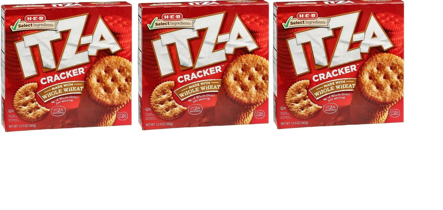 HEB Whole Wheat ITZ-A Crackers 12.9 oz (pack of 3)