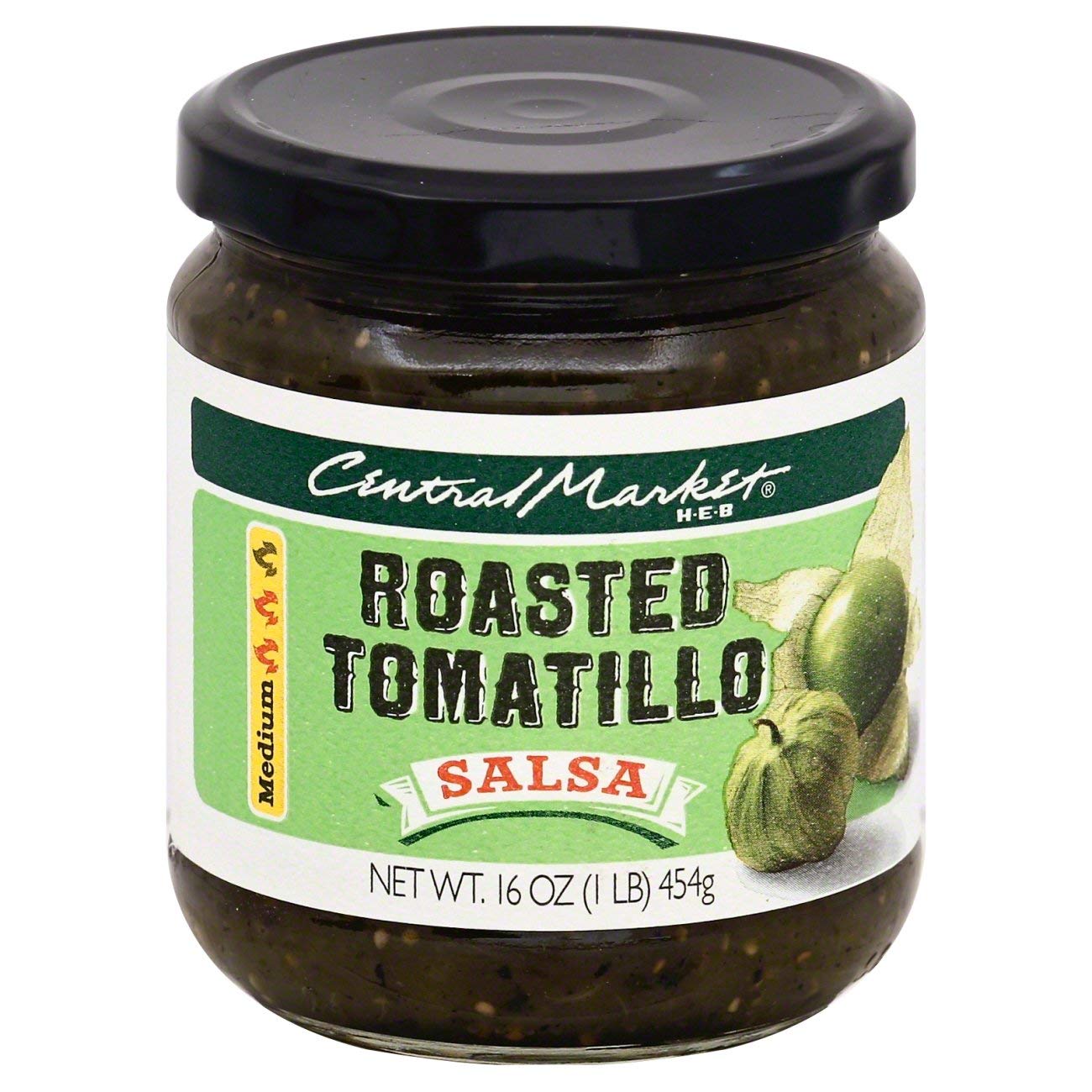 Central Market HEB All Natural Salsa 2 Pack -16 Oz (Roasted Tomatillo Salsa, 16 oz 2 Pack)