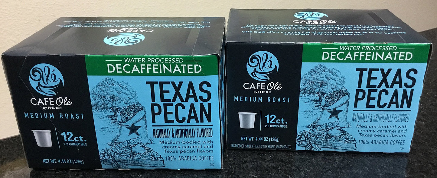 Cafe Ole Texas Pecan DECAF k-cup coffee 12. cts. (Pack of 2)