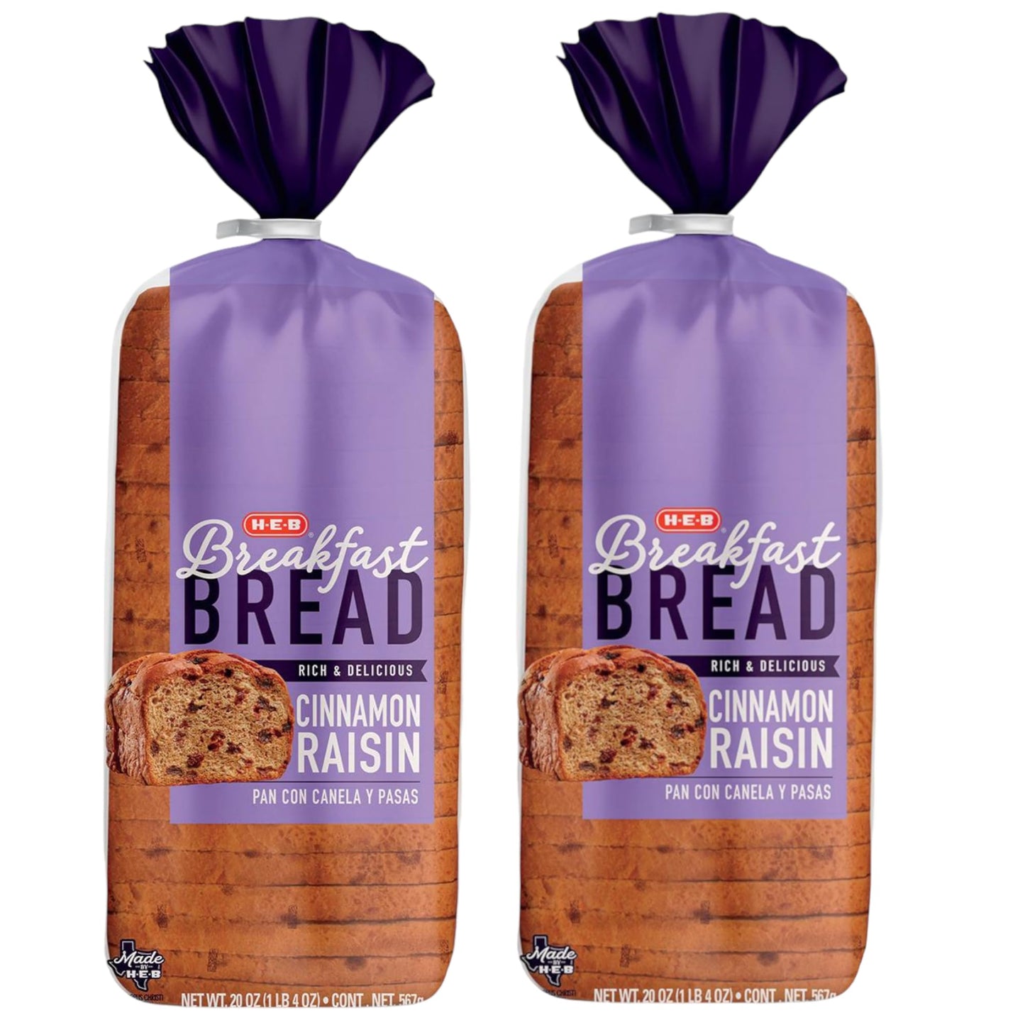 HEB Cinnamon Raisin Breakfast Bread 20oz (Pack of 2)