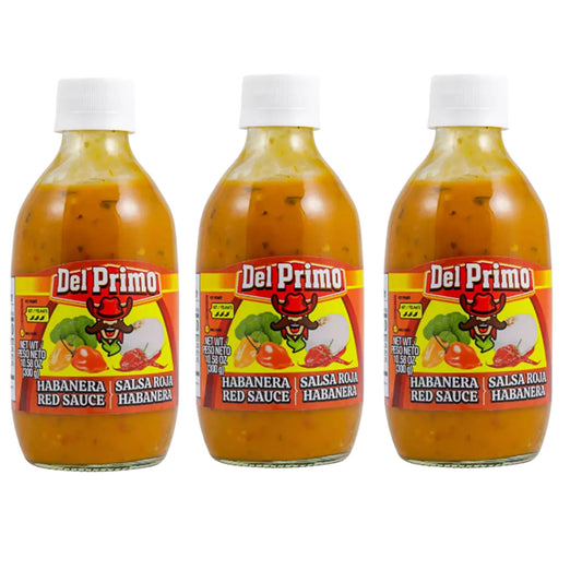 Del Primo Salsa Habanera Roja Red Sauce 10.5oz Bottle (Pack of 3)