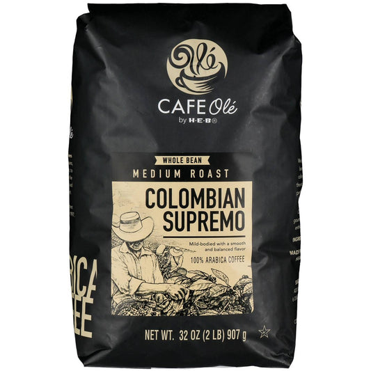 HEB Cafe Ole Colombian Supremo Medium Roast Whole Bean Coffee 2 lb
