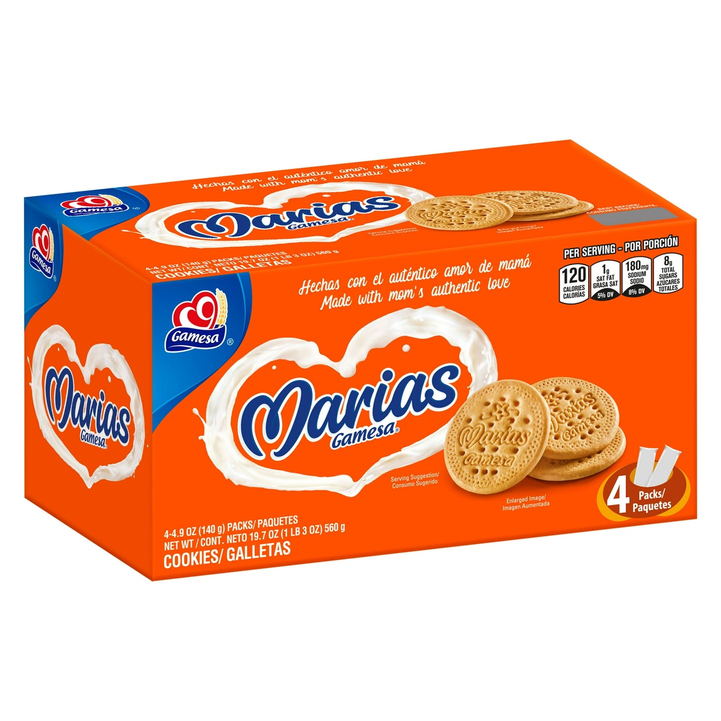 Gamesa Marias Cookies 4 Packs 4.9 oz Sweetened Wheat Biscuits Mexican Snack