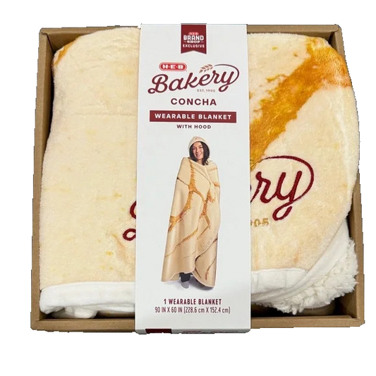 HEB Bakery Concha Wearable Blanket With Hood Plush Sherpa Lining 90"x60"